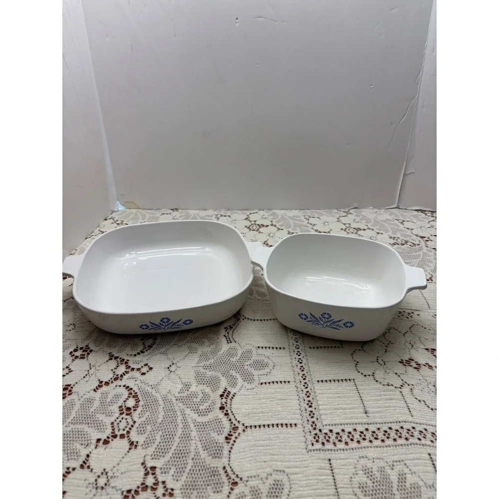 Vintage Corning Ware Blue Cornflower Casserole Set P-10-B 9.5in & P-43-B 7in